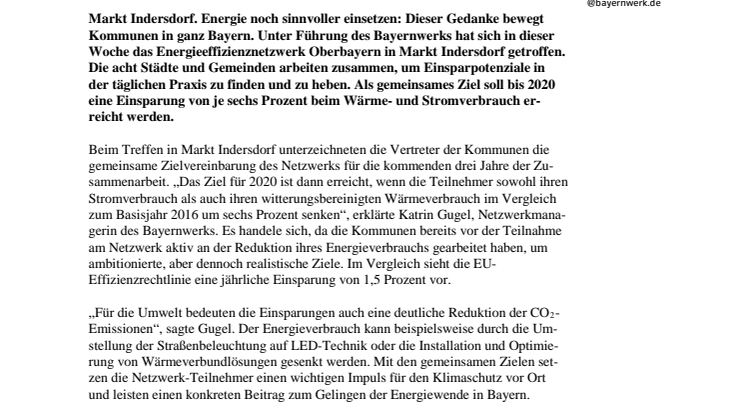 Kommunen im Netzwerk Oberbayern wollen Strom und Wärme sparen