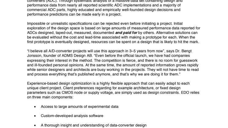 Experience-based Design Optimization for A/D-Converters