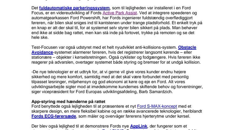 TRYK PÅ EN KNAP OG DIN FORD PARKERER SELV