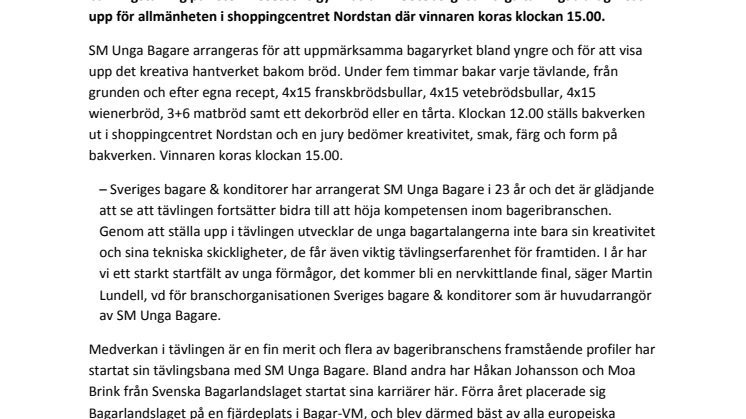 Finalisterna klara till SM Unga Bagare 2013
