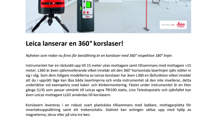 Leica lanserar en 360° korslaser!