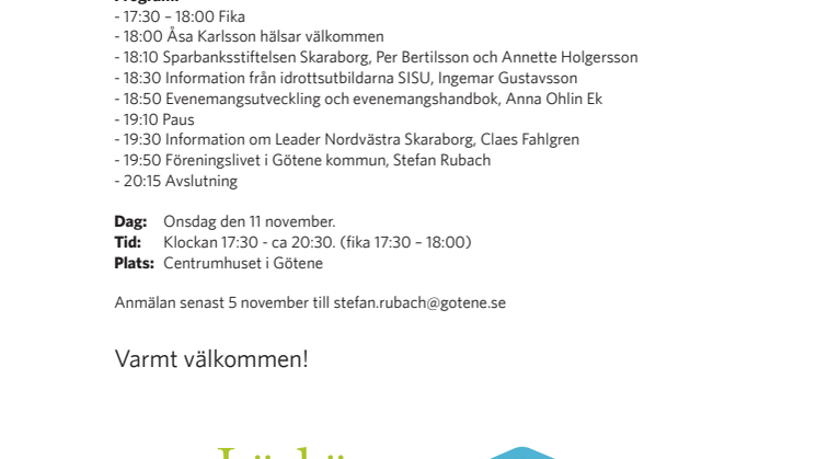 Inspirationskväll 11 november för Götenes föreningsliv