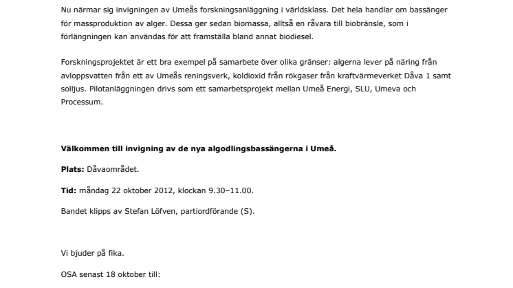 Inbjudan: Stefan Löfven inviger samarbetsprojekt i världsklass