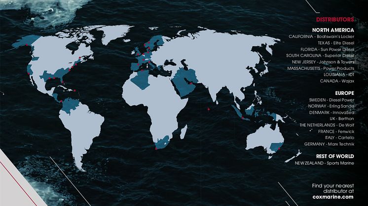 Low res image - Cox Powertrain - Global distribution network as at November 29, 2017