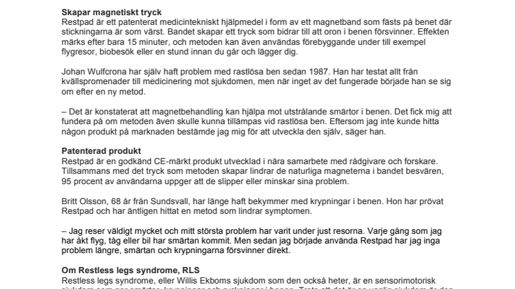 Ny innovation lindrar rastlösa ben