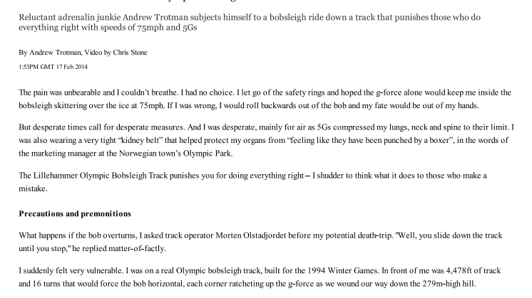 How it feels to hurtle down an Olympic bobsleigh run