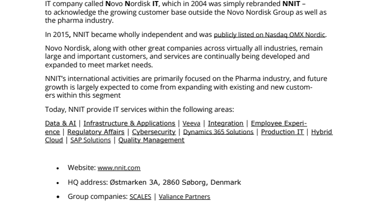 Fact Sheet - About NNIT