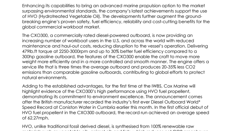 IWBS 2022 - Cox Marine Showcases Clean Technology Innovations and Safety Benefits of Record-Breaking CXO300.pdf