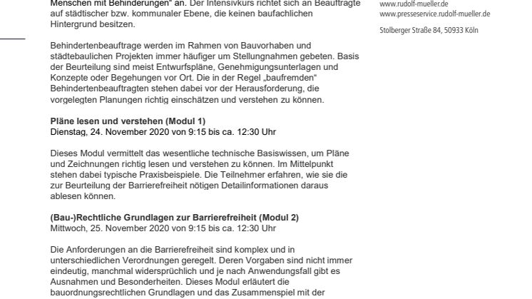 Barrierefreies Bauen für Beauftragte für Menschen mit Behinderungen