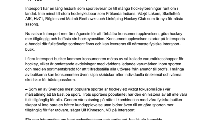 Intersport satsar offensivt på hockey