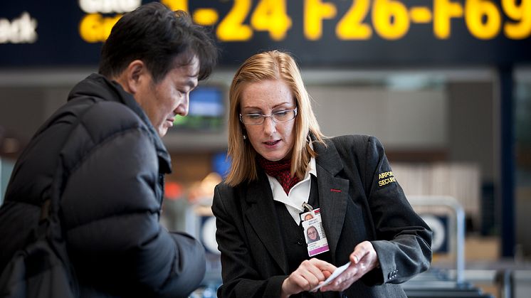 Securitas tar över bemanningen av säkerhetskontrollen på Örnsköldsvik Airport. Flygplatsen är nu en av de 19 flygplatser Securitas bedriver säkerhetsuppdrag vid. Foto: Securitas Sverige AB.