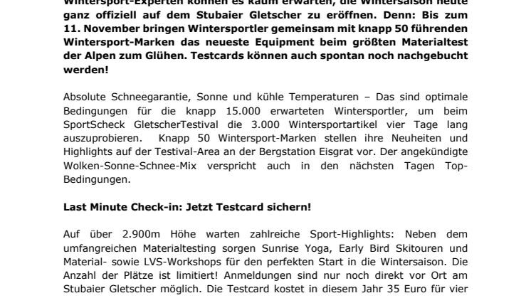 Mach Deine „First Line“: Mit SportScheck auf dem Stubaier Gletscher den Winter 2018 starten. 