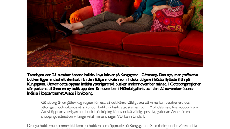 Indiska satsar i Göteborg och Jönköping – öppnar tre nya butiker