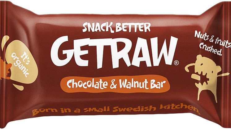 Getraw sjokolade og valnøttbar økologisk 48 g