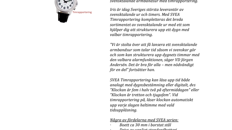 Abstrakt tid blir konkret -Iris Hjälpmedel lanserar Svea Timrapportering