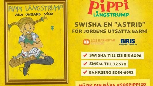 Saltkråkan startar insamling till förmån för Bris och SOS Barnbyar: Pippi Långstrump – alla ungars vän