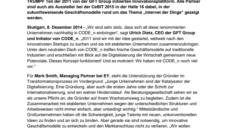 CODE_n: Starke Partner unterstützen das globale Ökosystem  für digitale Pioniere