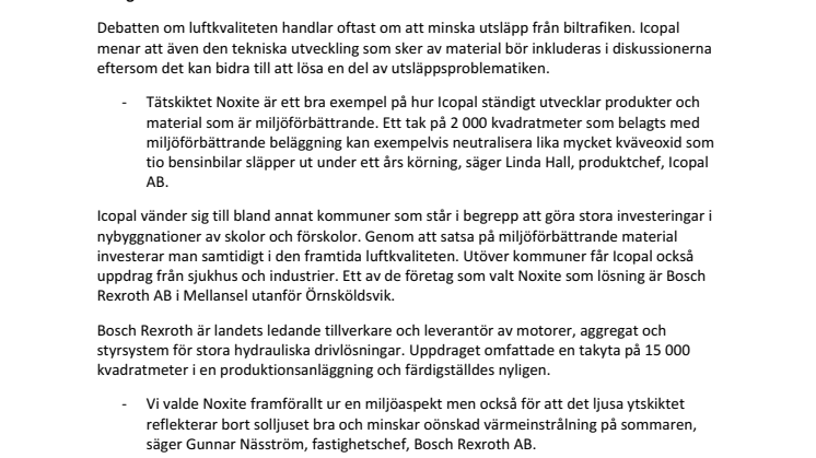 Miljösmart tätskikt skapar bättre luftkvalitet i städerna