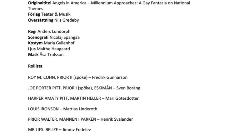 Inbjudan till pressmöte ANGELS IN AMERICA