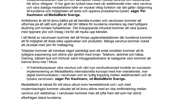 Göteborg först ut när MediaMarkt moderniserar varuhusen
