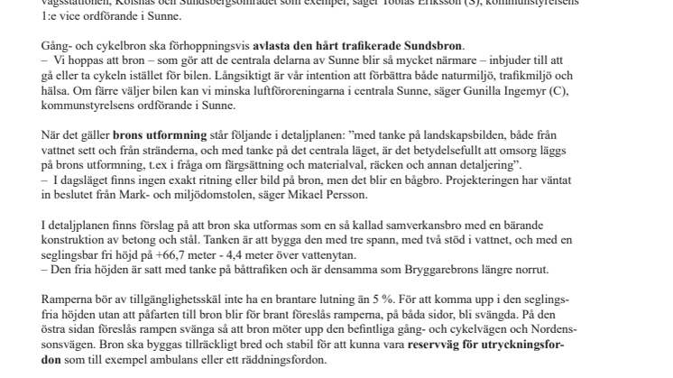 Klartecken för ny gång- och cykelbro i Sunne