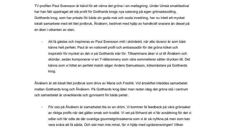 TV- kocken Paul Svensson gästspelar på Gotthards Krog