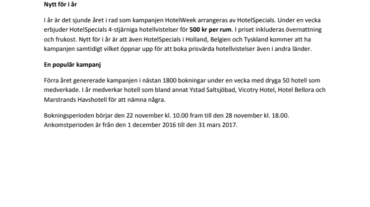 HotelWeek är tillbaka – årets största kampanj