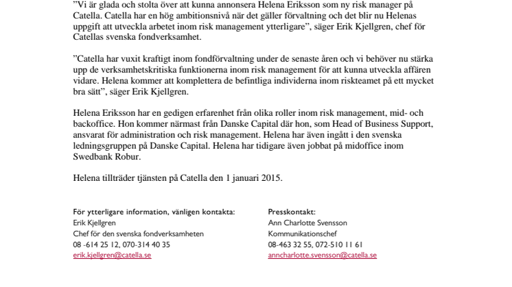 Ny risk manager till Catellas fonder