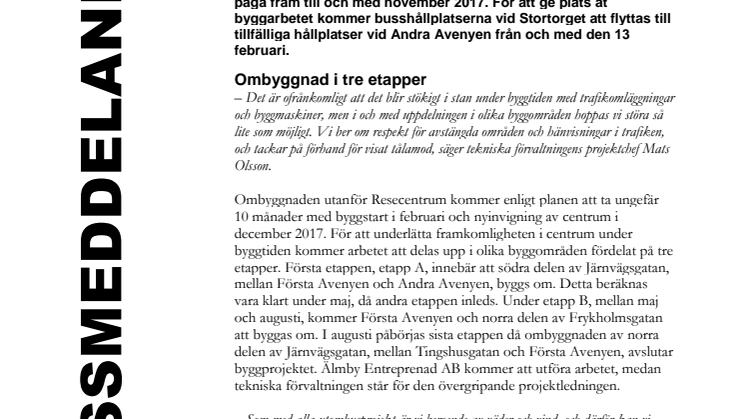 Nu börjar ombyggnaden av centrum