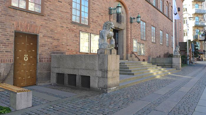 Illustration ny enté till källarplan: GAJD Arkitekter