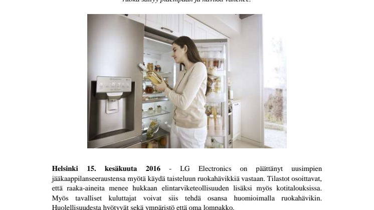 LG HAASTAA SUOMALAISET VÄHENTÄMÄÄN RUOKAHÄVIKKIÄ