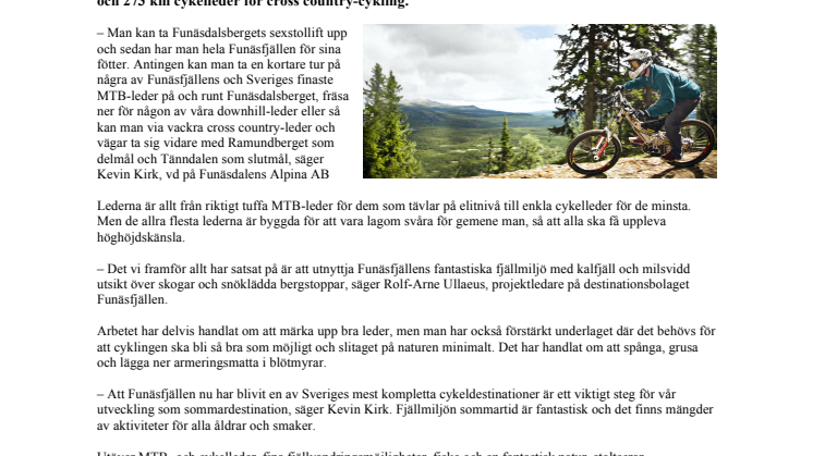 MTB på riktigt på Funäsdalsberget  – gemensam satsning med mål att vara bäst i Sverige