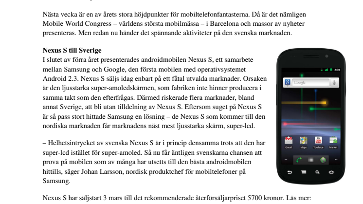 Säljstart för Samsungs Googlemobil Nexus S