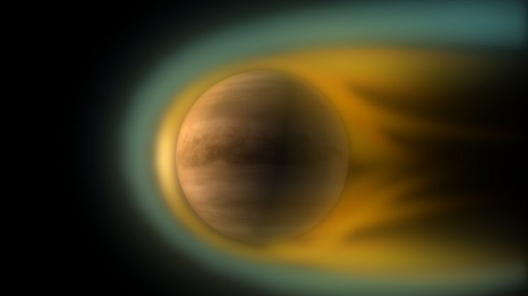 Interaction between Venus and the solar wind Cred: ESA (Image by C. Carreau)
