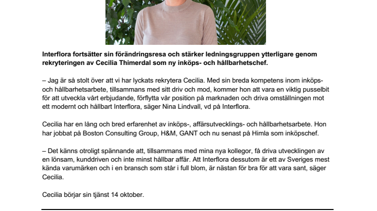 Ny inköps- och hållbarhetschef till Interflora