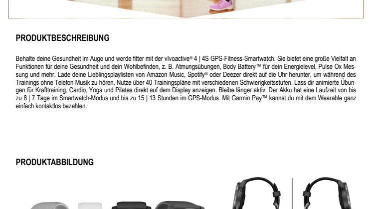 Datenblatt Garmin vívoactive 4/4S