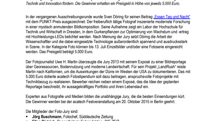 Technik ins Bild setzen: Einsendefrist für Fotobeiträge und Fotostipendium endet in drei Wochen