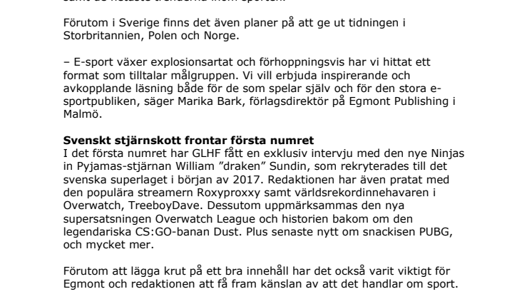 Egmont lanserar e-sporttidning och siktar internationellt 