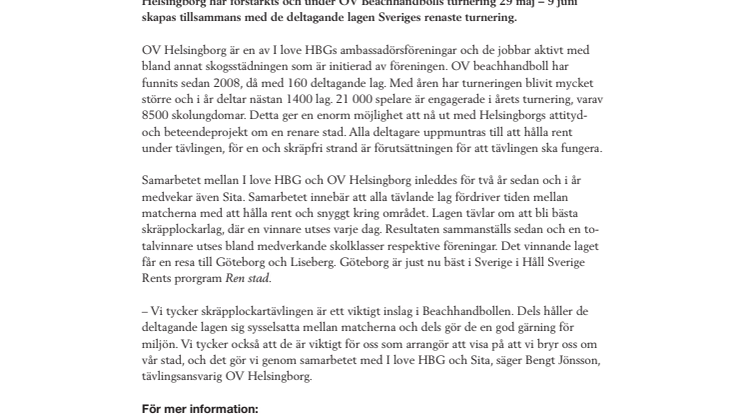 I love HBG och OV Helsingborg skapar tillsammans Sveriges renaste turnering
