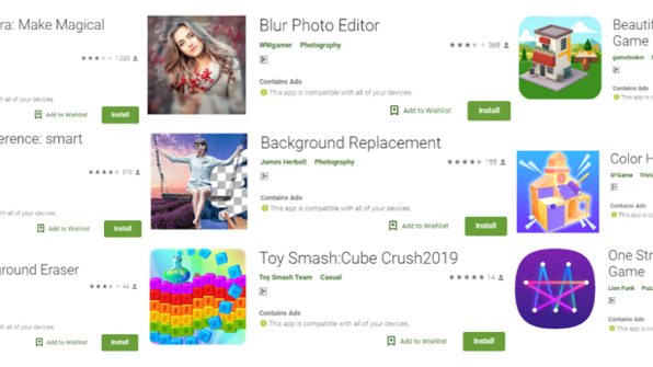 Noen av de skadelige appene på Google Play Store