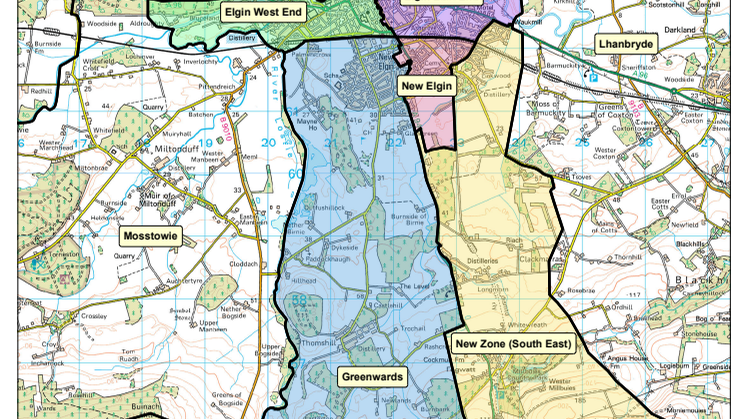 Map showing new school catchment zones in Elgin
