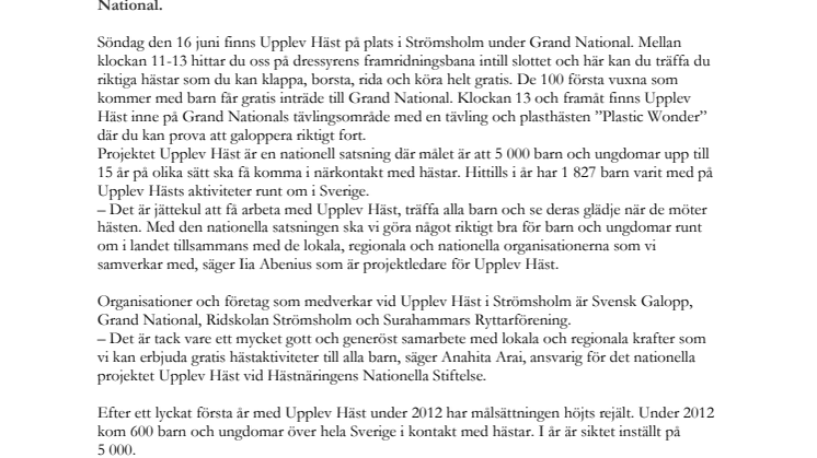 Grand National elittävling och hästskoj: Upplev Häst galopperar in i Strömsholm