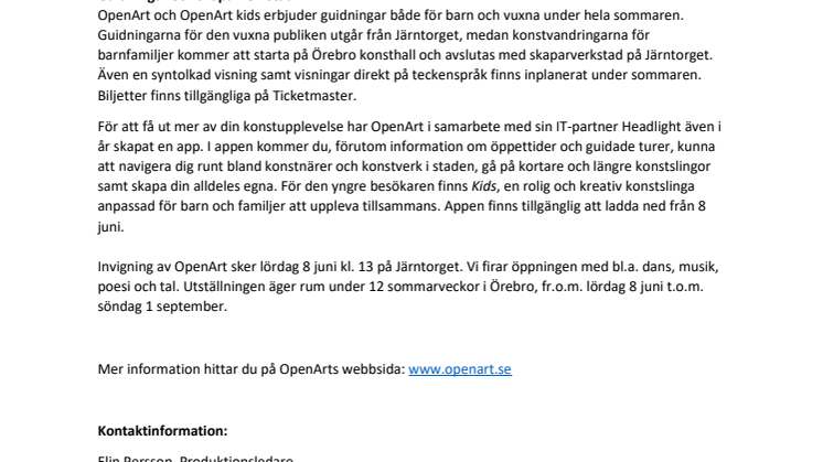 Välkommen till årets OpenArt!