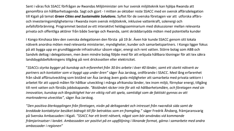 Stark efterfrågan på svensk miljöteknik i Afrika