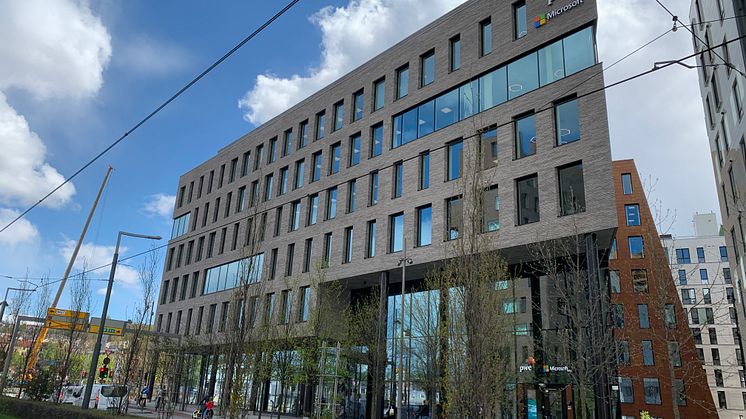 PWC og Microsoft er leietagere i Eufemia, som er BREEAM-NOR-sertifisert til Excellent-nivå. Foto: Bernt Aasenhuus/Vedal.