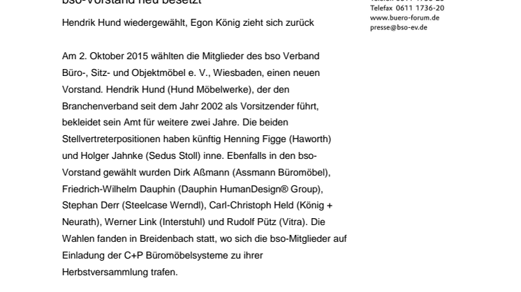 ​bso-Vorstand neu besetzt – Hendrik Hund wiedergewählt, Egon König zieht sich zurück