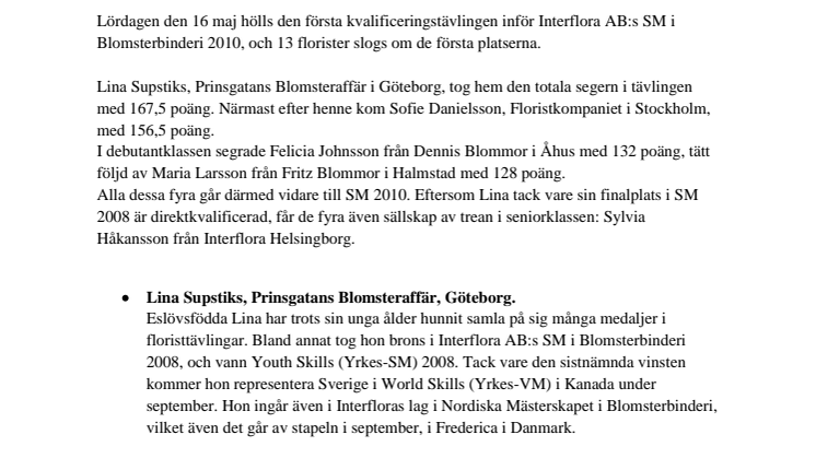 Fem florister klara för SM