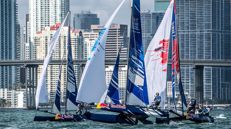Competitors battle it out on the waves at the finals of the Red Bull Foiling Generation, supported by Yanmar