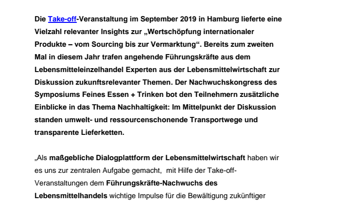 Nachwuchskongress des Symposiums Feines Essen + Trinken stellt Wertschöpfung internationaler Produkte in den Fokus 