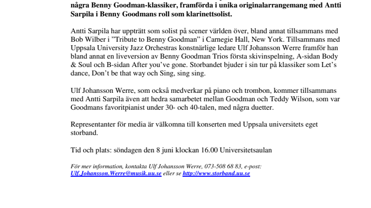 Jazzkonsert med Benny Goodman-klassiker